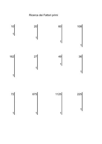 Calcolo fattoriprimi 2