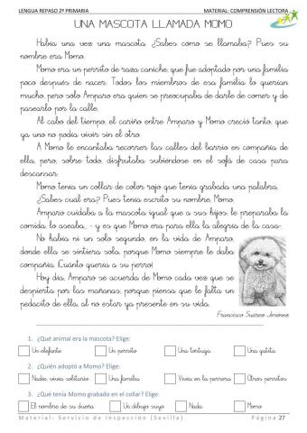 14. Una mascota llamada Momo. Lecturas cortas.