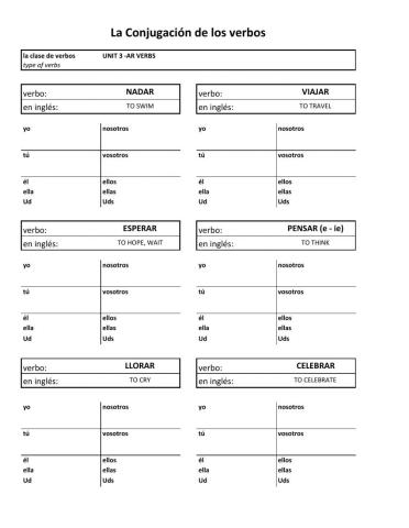 Unit 3 -ar verbs