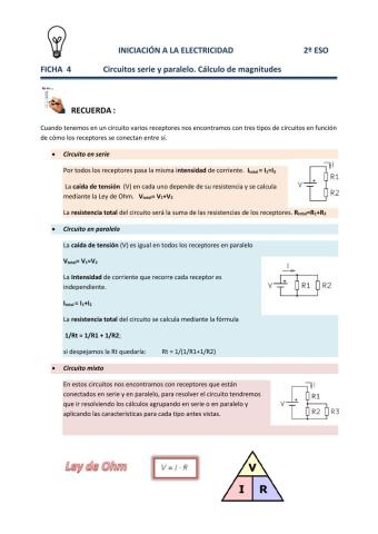 Circuitos serie y paralelo, cálculo de magnitudes