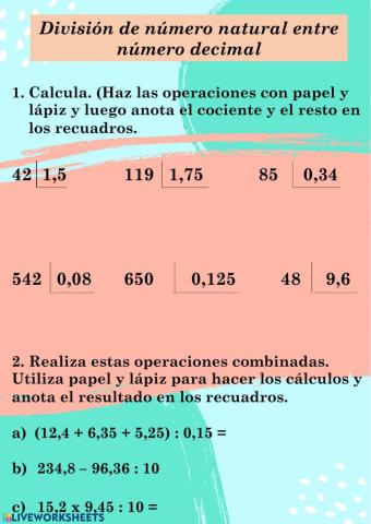 División número natural entre número decimal