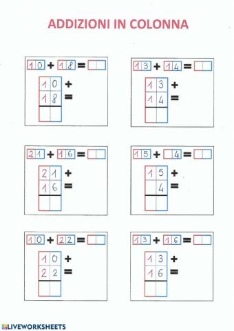 Addizioni in colonna