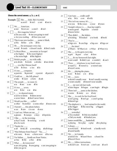 Level Test - Elementary