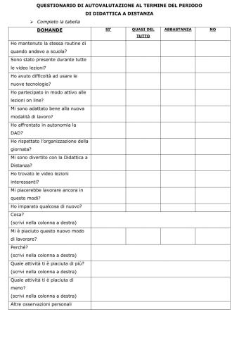 Autovalutazione dad