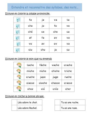 Entendre et reconnaitre des syllabes...