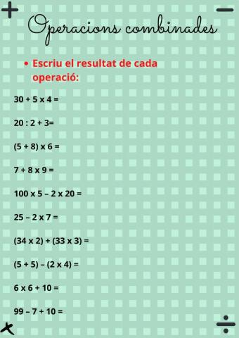 Operacions combinades resultats