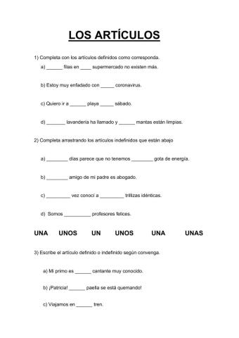 Los artículos definidos e indefinidos