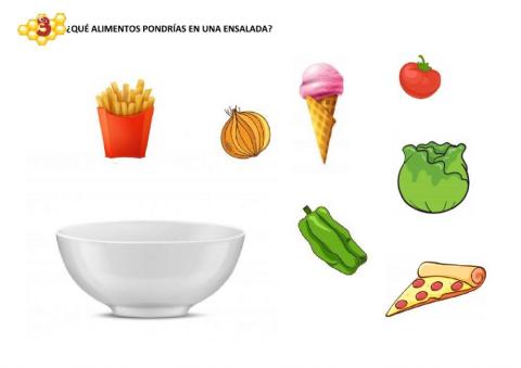 Alimentos en una ensalada