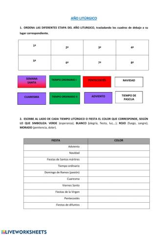 ACTIVIDADES AÑO LITÚRGICO