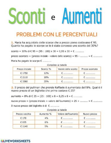 Sconto ed aumento