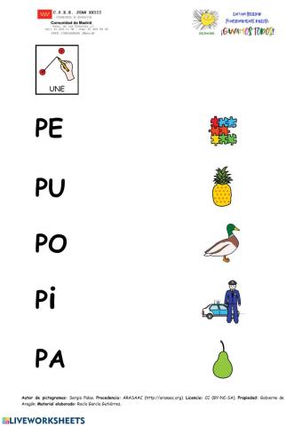 Sílabas directas iniciales con P