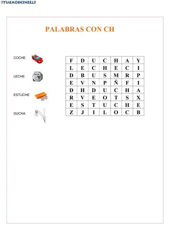 Sopa de letras. Letra ch.