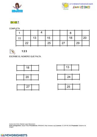 Escribe el número que falta 1-30