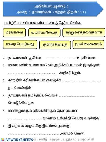 தாவரங்கள் பயன்கள்