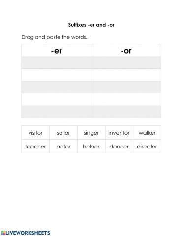 Suffixes -or and -er