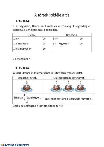 Törtek sokféle arca