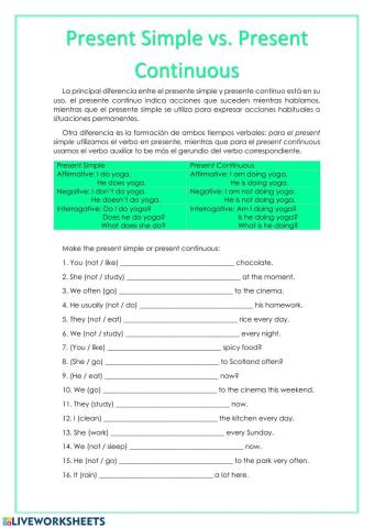 Present Simple vs. Present Continous-Simple