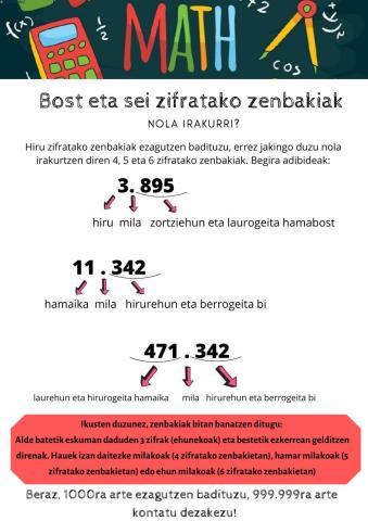 5 eta 6 zifretako zenbakiak