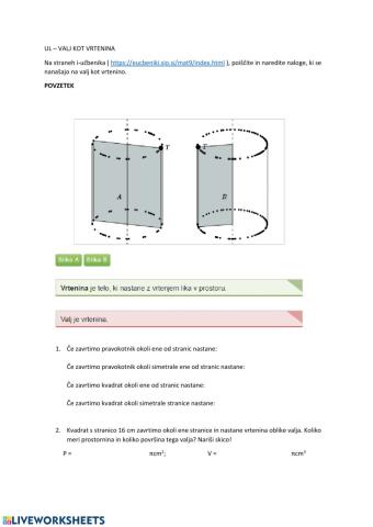 Geometrijska telesa - valj