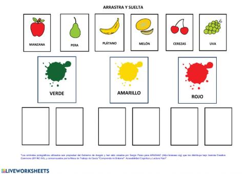 Las frutas - arrastra y suelta