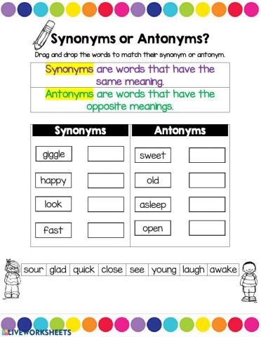 synonyms or antonyms