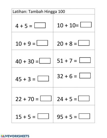 Tambah Hingga 100