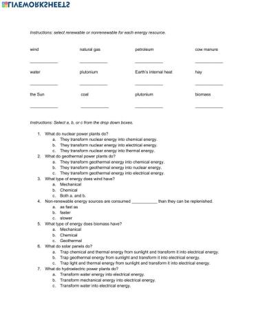 Natural Science 5th Grade ESL - Energy