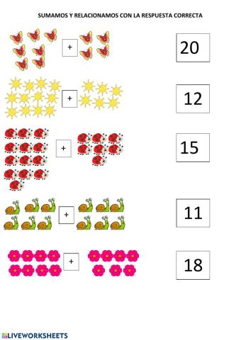 Suma y relaciona con la respuesta correcta