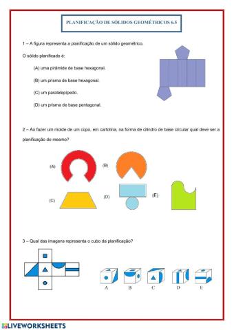 Sólidos geométricos - Planificação 6.4