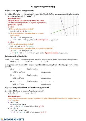Feladatok egyenes egyenletére