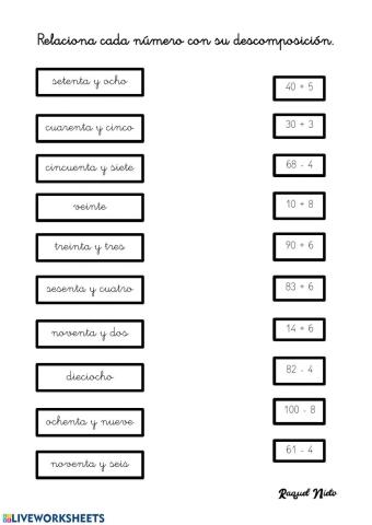 Descomposición hasta el 100.