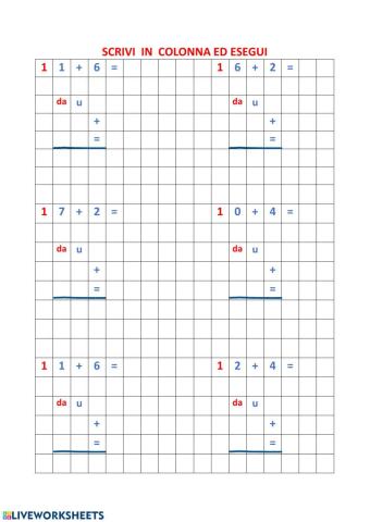 Addizioni in colonna