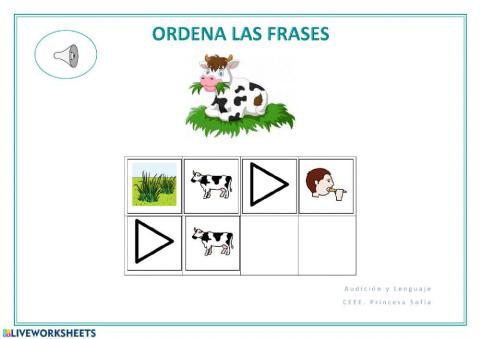 Granja: ordenar frases con pictogramas