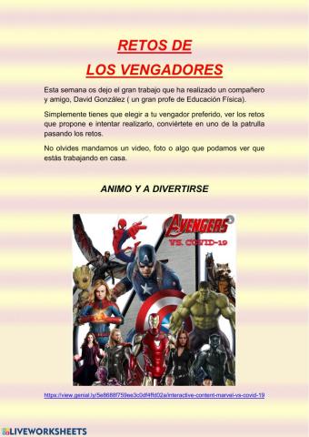 Retos Los Vengadores