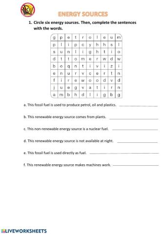 Energy sources