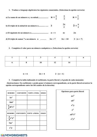 Álgebra 1º ESO