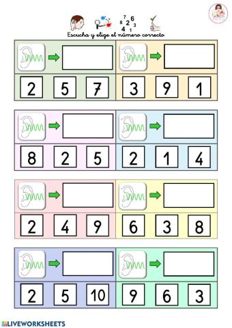 Escucha y elige el número correcto
