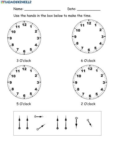 Time fill in the hand of the clock