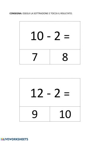 Sottrazioni entro il n. 19