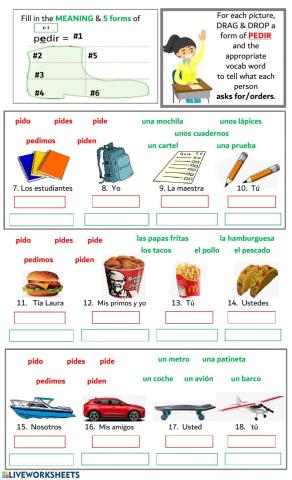 E - I Stem Changing Verbs:  PEDIR