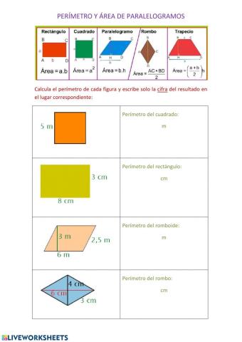 Perímetro y área paralelogramo