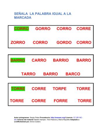 Señala la palabra igual a la marcada