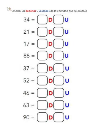 Escribe unidades y decenas