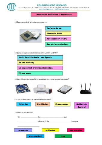 1ESO-Activitats Components ordinadors. Perifèrics.