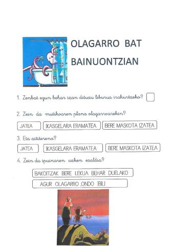 Olagarro bat bainuontzian