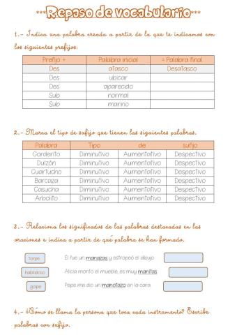 Repaso vocabulario sufijos