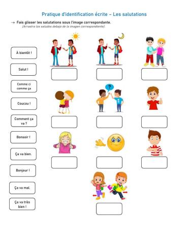 Les salutations (Identification écrite)
