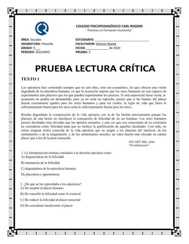 Prueba saber filosofía 9