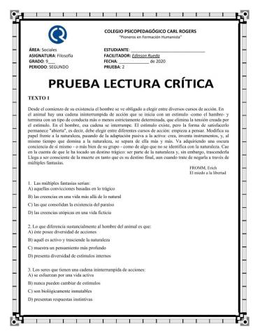 Prueba saber 2 filosofía 9