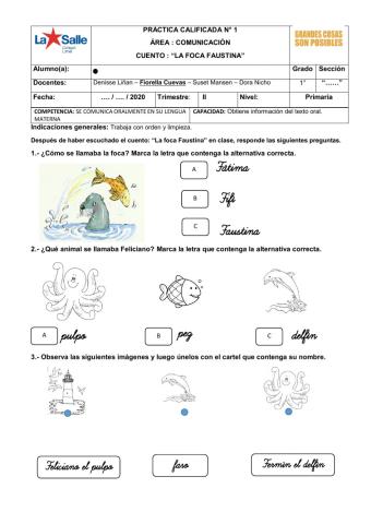 Práctica calificada de comprensión